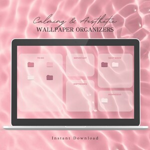 Pink Water | Desktop Organizer Wallpaper & Folder Icons Set｜Mac Desktop Wallpaper｜Digital Download