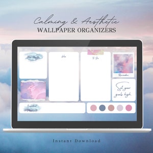 Cloud Dream | Desktop Organizer Wallpaper & Folder Icons Set｜Mac Desktop Wallpaper｜Digital Download ｜Pink Purple Blue Colors