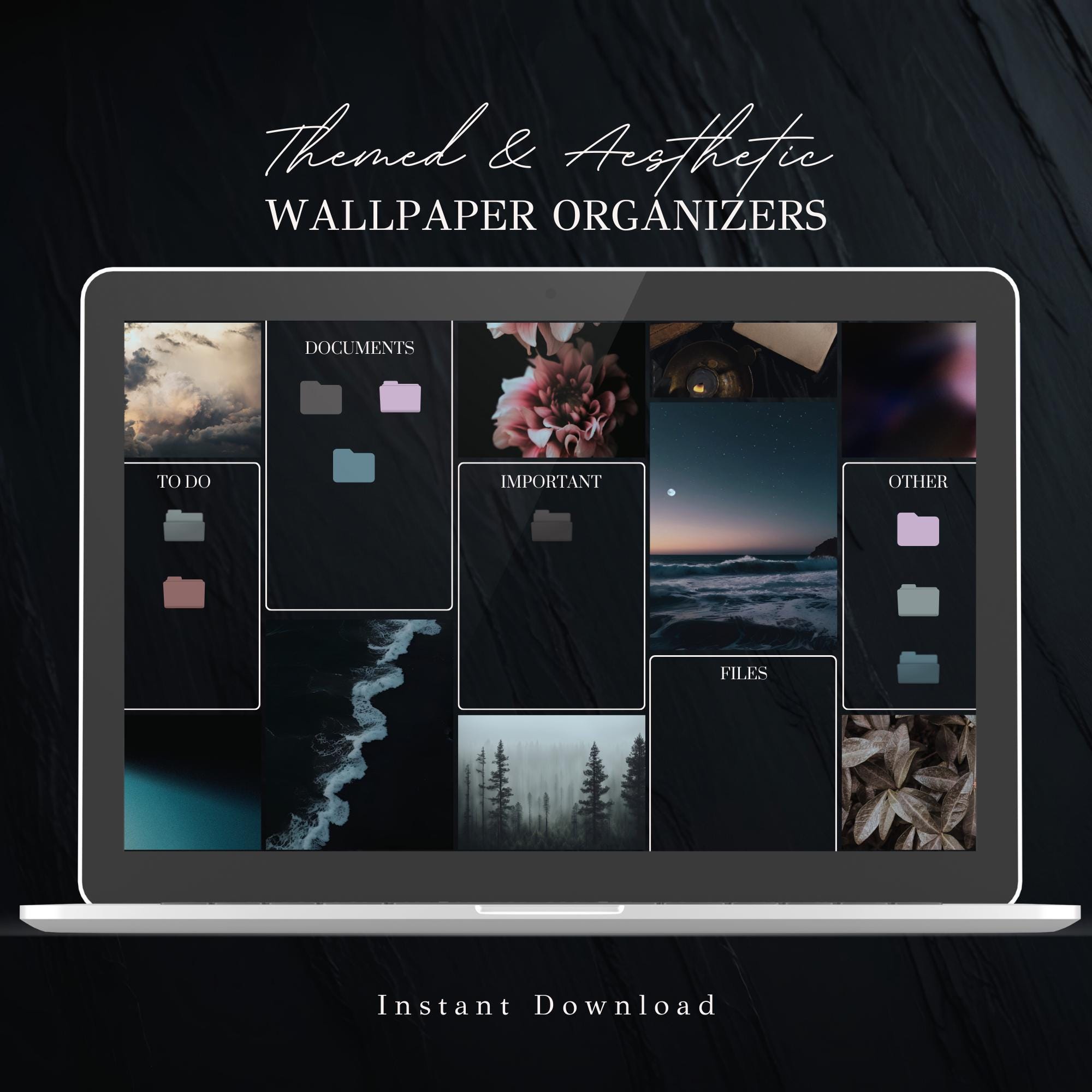 Floral Tides Themed Desktop Organizer Wallpaper & Folder Icons Set
