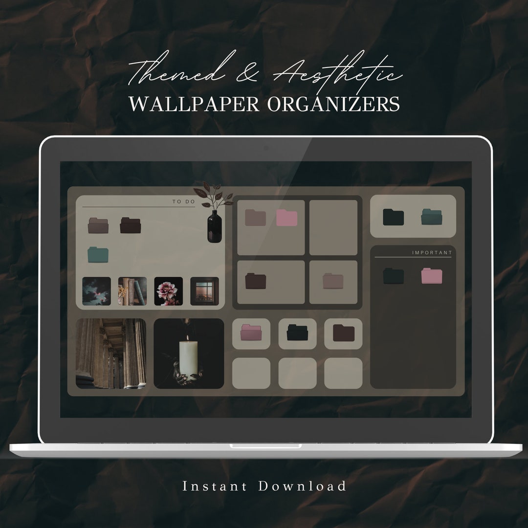 Dark Academia 2.0 | Themed Desktop Organizer Wallpaper & Folder Icons ...