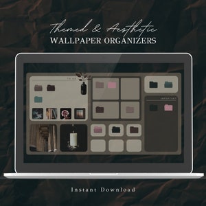 Dark Academia 2.0 | Themed Desktop Organizer Wallpaper & Folder Icons Set｜Mac Desktop Wallpaper｜Digital Download