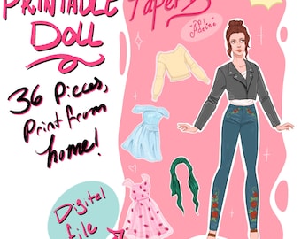 Printable DIY Paper Doll - "Adeline" - Modern Fashion Paper Doll to Print and Cut