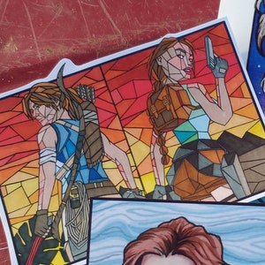 Tomb Raider Reboot and Classic Stained Glass Glossy Sticker