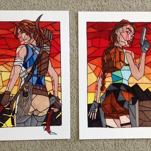 Tomb Raider Lara Croft Stained Glass Style Poster -  Art Prints (13x19&quot; 8.5x11&quot;)