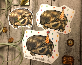 Grumpy Desert Rain Frog Sticker - 2x2.5 Glossy Waterproof