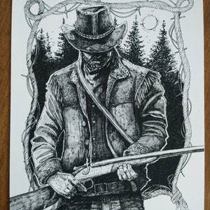 Arthur Morgan Red Dead Redemption Comic Style Art Snow 