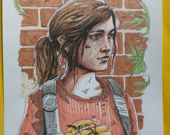 ORIGINAL ART - Ellie The Last of Us ink illustration fanart portrait