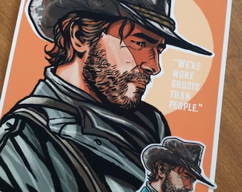 Outlaw Cowboy Art Print + Sticker Bundle