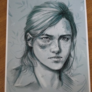 The Last of Us Ellie Sketch Art Print - BLUE VARIANT
