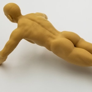 Solid 3D Printed Statue - Tyler Doing Pushups Naked // MM56