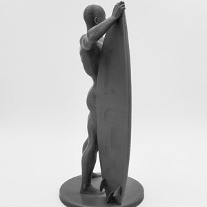 6" Nude Surfer Guy Posing With His Board // Solid 3D Printed // MM51B