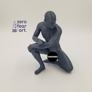 Fit Young Naked Man Taking a Knee // 6 Inches // Solid 3D Print // MM43