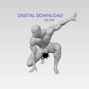 3D Printable Naked Man in a Superhero Pose! // STL FILE // MM50