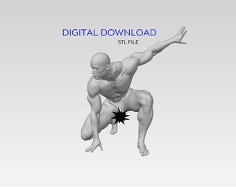 3D Printable Naked Man in a Superhero Pose! // STL FILE // MM50