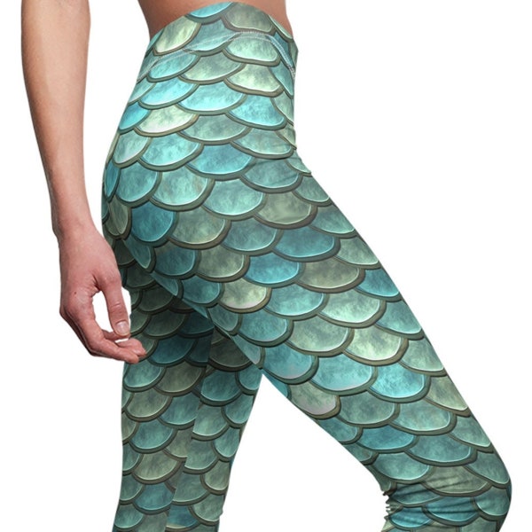 Fish scales  Women's Leggings, Mermaid Girl Leggings, Gym Sensation