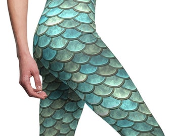 Fish scales  Women's Leggings, Mermaid Girl Leggings, Gym Sensation