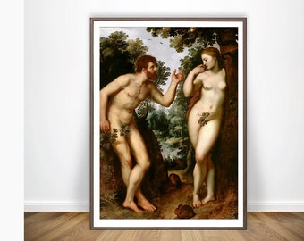 Adam en Eva-schilderij van Peter Paul Rubens, fine art-print, romantisch en huwelijkscadeau