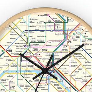 Mapa de París Reloj de pared, París Francia