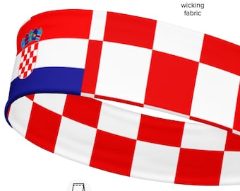 Diadema con la bandera de Croacia: tejido elástico que absorbe la humedad