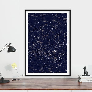 Cartel de las constelaciones, Cielo nocturno, Estrellas Universo Cosmos