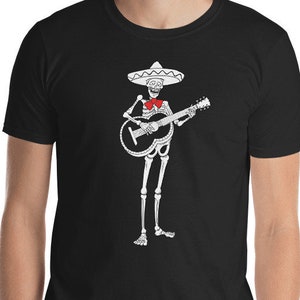 Sångare T-shirt, musiker, skelett med gitarr, rolig musik-t-shirt