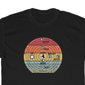 O sistema solar, camiseta vintage de astronomia e astrologia, planetas solares