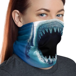 Shark Face Mask - Neck Gaiter, Hoofddeksels, Facemask, Ocean Lover, Hoofdband, Duiker Swimmer Fisherman Sailor Gift