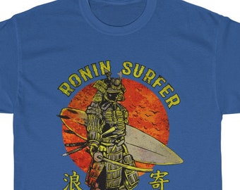 Ronin surfer T shirt, Samurai Warrior op de zee, Brave surfen