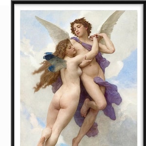 Cupid and Psyche Fine Art Print, Romance Angelic Love, Mythology Poster