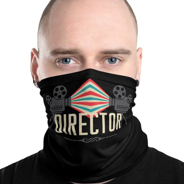 Film Director Face Mask - Neck Gaiter, Headwear, Facemask, Scarf Cinema Kino, Movie Maker, Videographer, Movie Camera