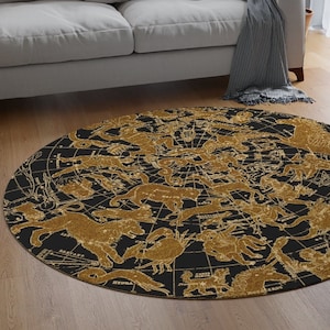 vintage Astronomie Tapis rond, Constellations, Astrologie, Décoration Cosmique
