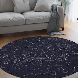 Tapis rond, carte des constellations, carte des constellations d'astronomie, galaxie du cosmos
