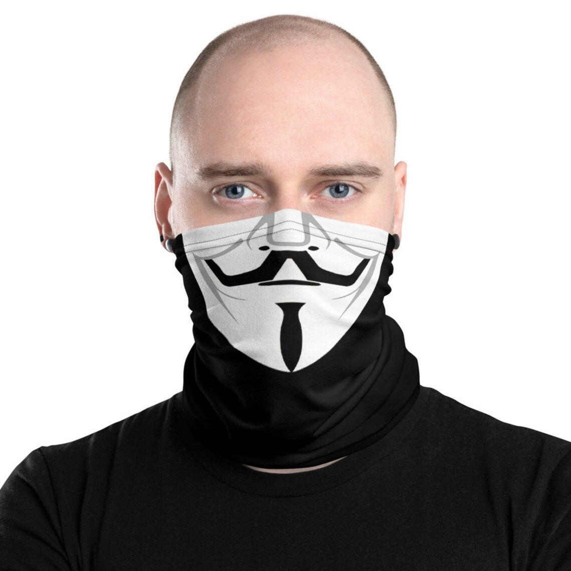 Anonymous Face Mask Guy Fawkes Neck Gaiter Protester Scarf Etsy