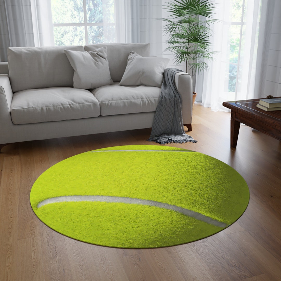 Tennis Coloured Rug Tennis Ball Round Rug, Tennis Game Fan - Etsy