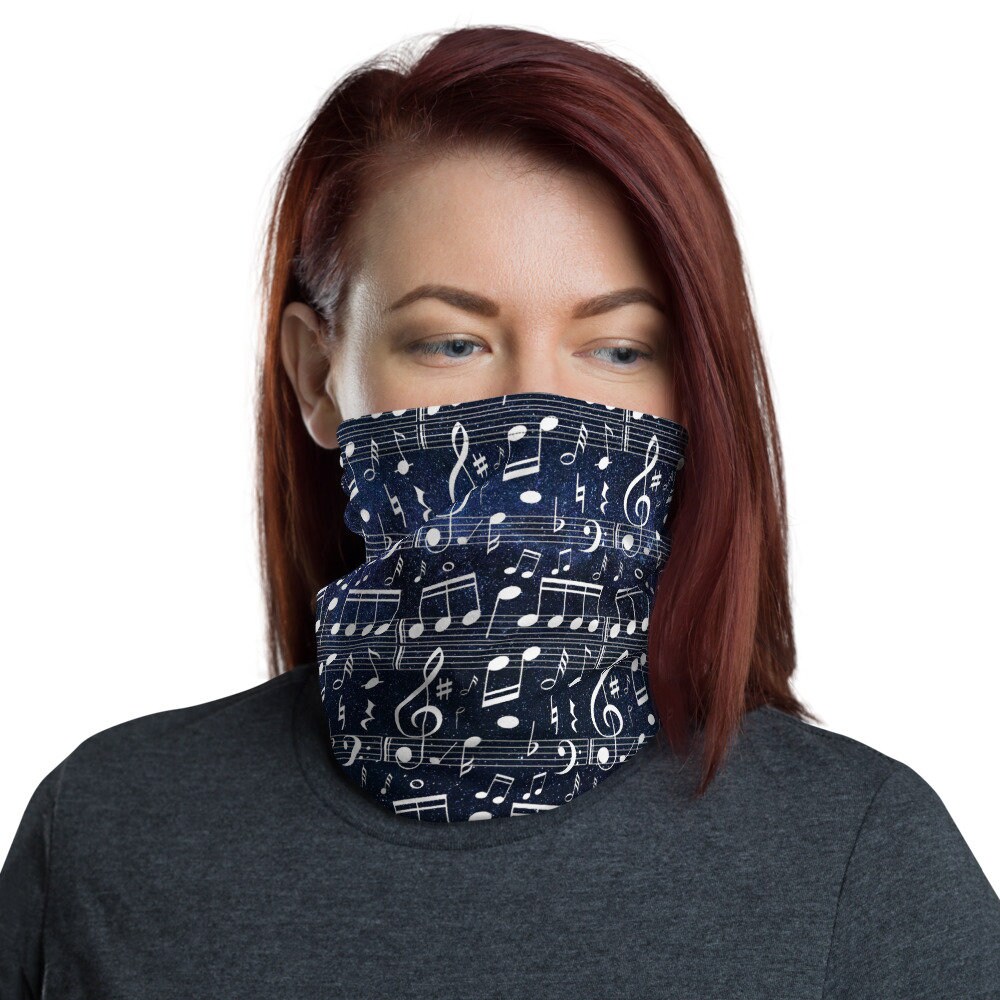 Musical Notes Mask Musical Notes in the Space Face Mask Neck Gaiter, Headwear, Facemask ...