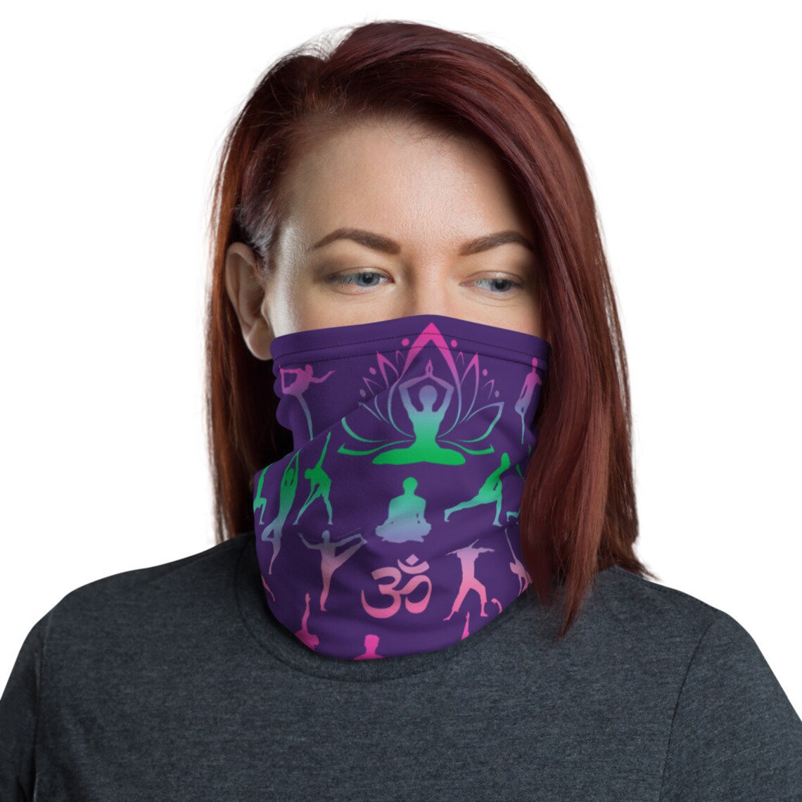 Yoga Face Mask Neck Gaiter Headwear Facemask Asana Etsy