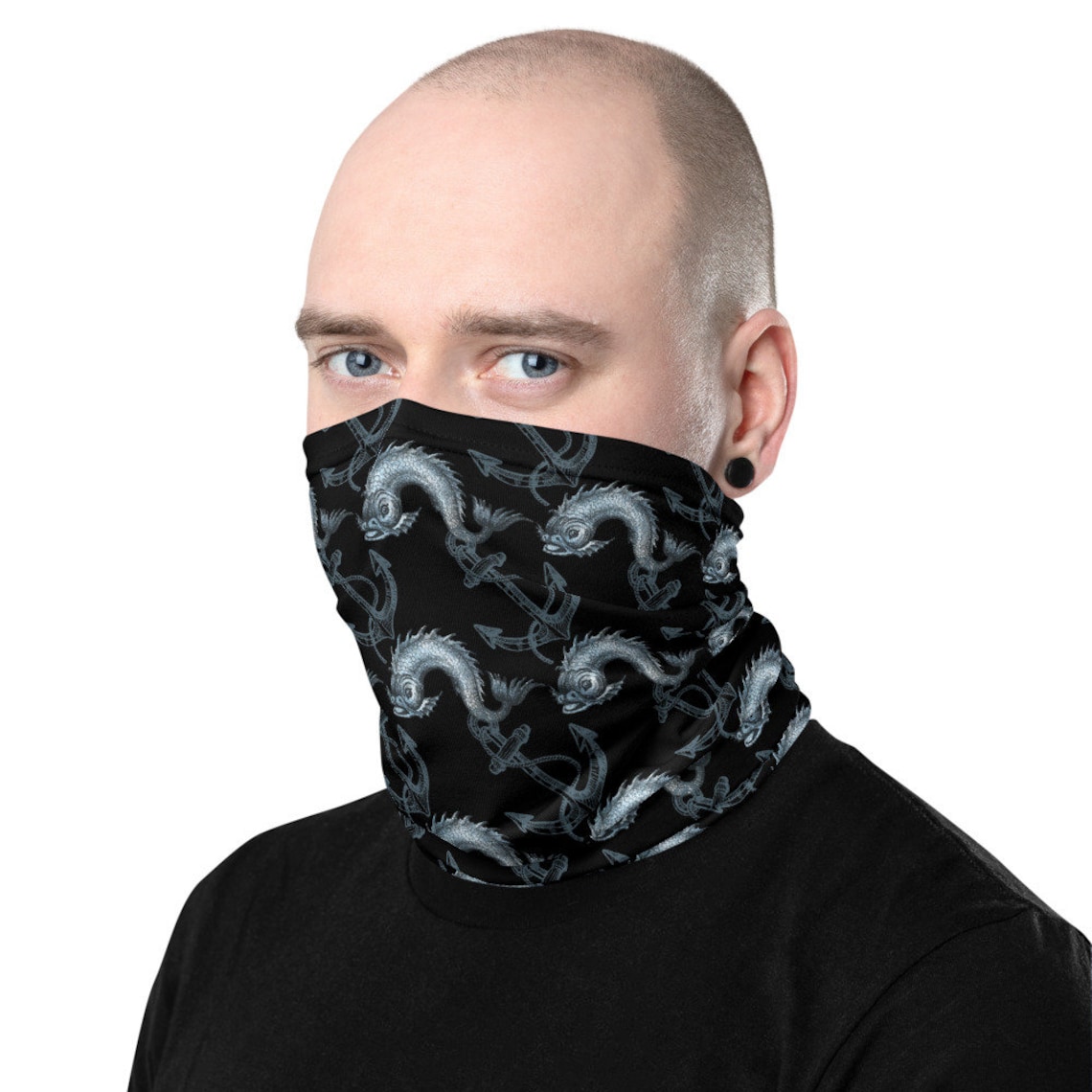 Fisher Face Mask Neck Gaiter Headwear Facemask Fishing Etsy
