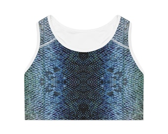 Realistic Fish Scales Sports Bra, Mermaid, Women workout bra, Summer top, women summer top, Girl bralette top