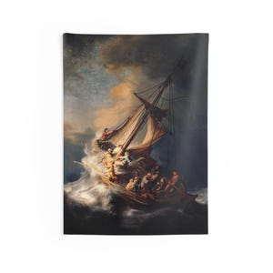 Christ in the Storm on the Sea of Galilee Wall Tapestry, Rembrandt Harmenszoon Van Rijn, Fine Art Print