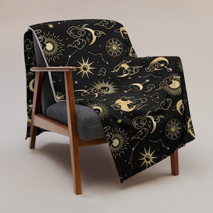 Soleil Lune Étoiles Constellations Ciel nocturne Celectial Couverture