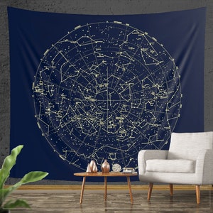 Constellations Carte Tapisserie Murale, Astronomie Constellation Astrologie Mythologie, Cosmos Galaxie