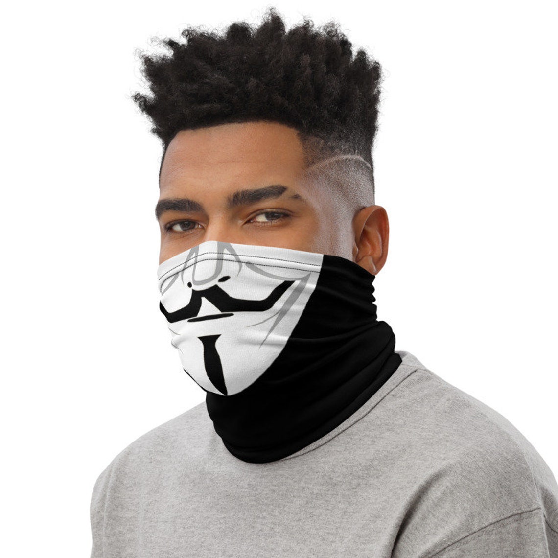 Anonymous Face Mask Guy Fawkes Neck Gaiter Protester Scarf Etsy