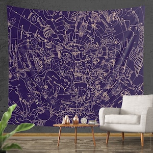 Constellations Unique Vintage Art Chart / Map Wall Tapestry, Astronomy Constellation Astrology Mythology, Cosmos  Galaxy