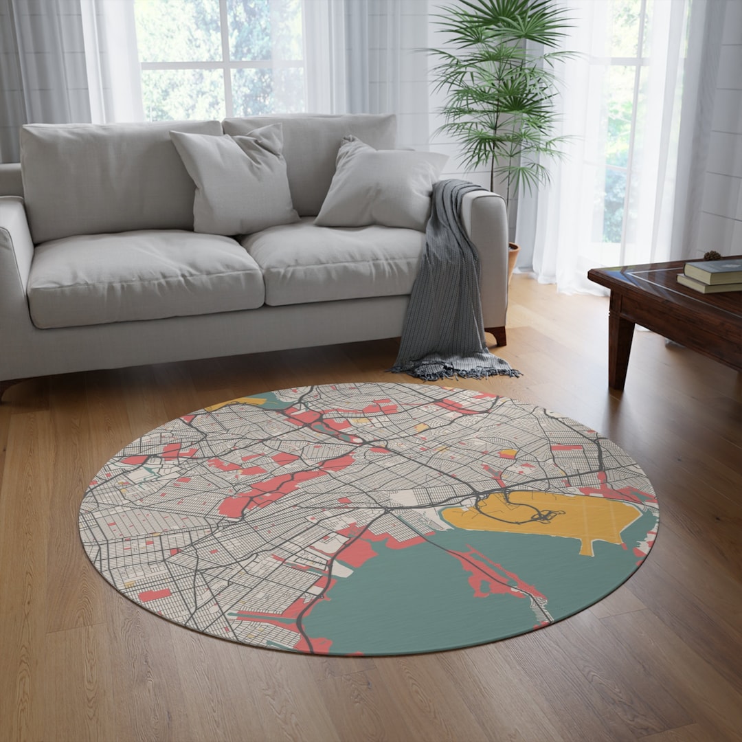 New York City Round Rug New York New Yorker Carpet Home Etsy