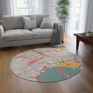 Tapis rond de la ville de New York, New York, tapis New Yorker, tapis de décoration d'intérieur,