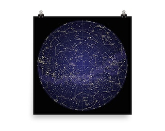 Constellations Poster, Night Sky, Stars Cosmos Universe