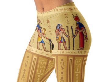 Ancient Egypt Stretchy Leggings, Pharaoh Sphinx Egyptian history RA Eye Horus Pyramid Cleopatra Mummy Leggings