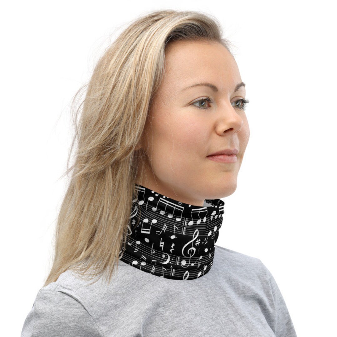 Musical Notes Mask Musical Notes Face Mask Neck Gaiter, Headwear, Facemask, Piano Player ...