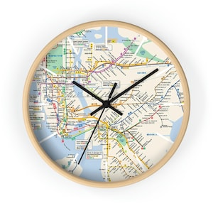 New York Carte Horloge murale, New Yorker, Métro, Train, Transport