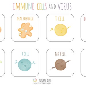 Cute immune cell and virus stickers!